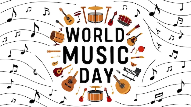 um círculo de música com um círculo em torno dele com notas de música em torno dele