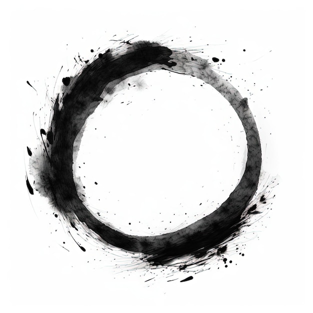 um círculo de pintura de pincel preto dentro de um papel no estilo do minimalismo zen
