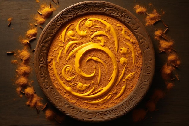 um círculo dourado com um desenho em espiral