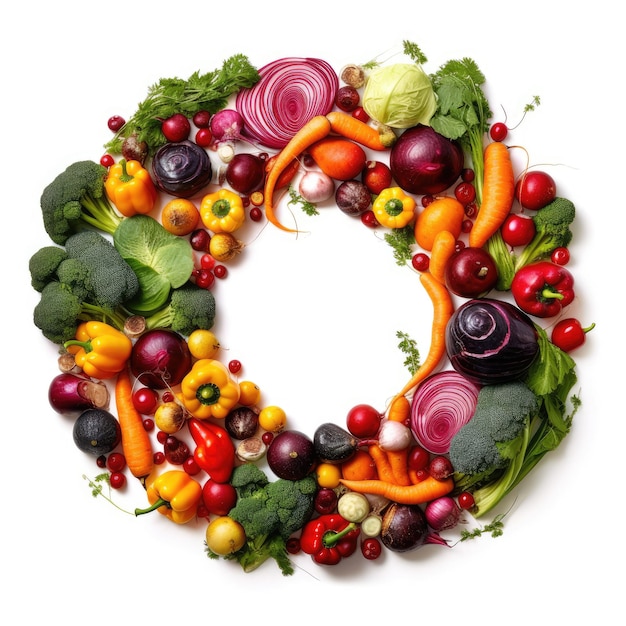 Um círculo feito de vegetais