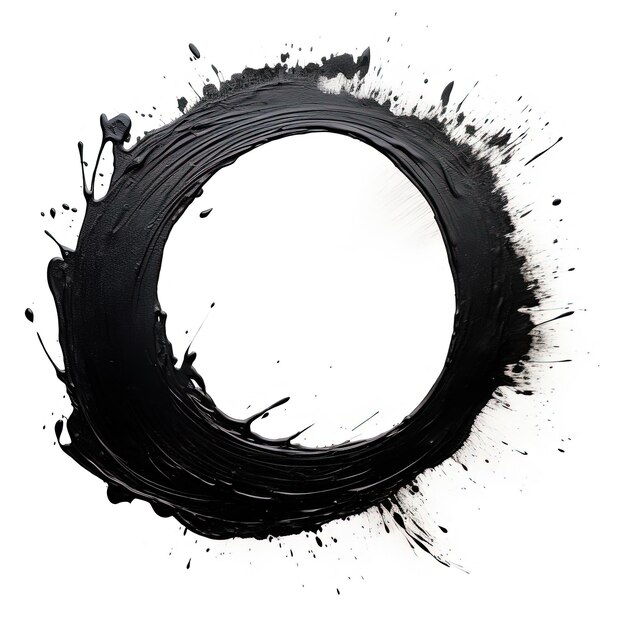 um círculo preto com uma pintura sobre um fundo branco isolado desenho no estilo de inspiração japonesa