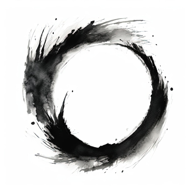 um círculo preto é desenhado em estilo abstrato em um fundo branco no de miyamoto musashi