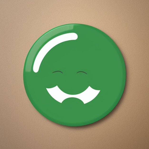 Um círculo verde com um fundo verde que diz cara sorridente.