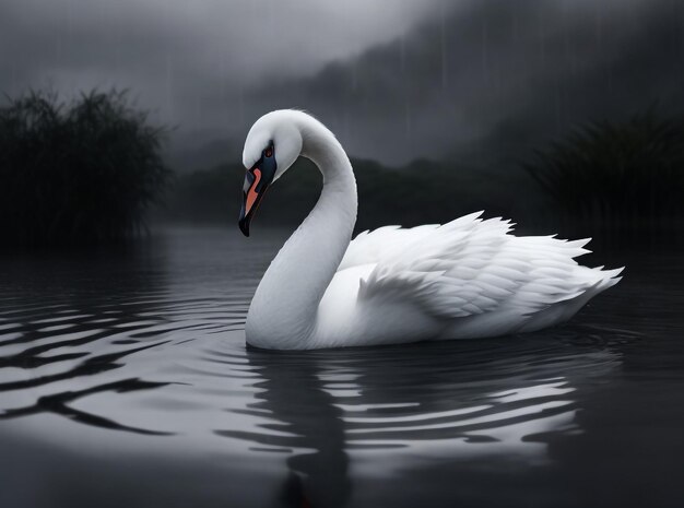 um cisne na lagoa