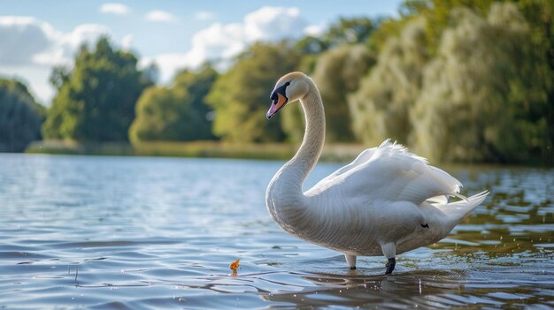 Um cisne num lago