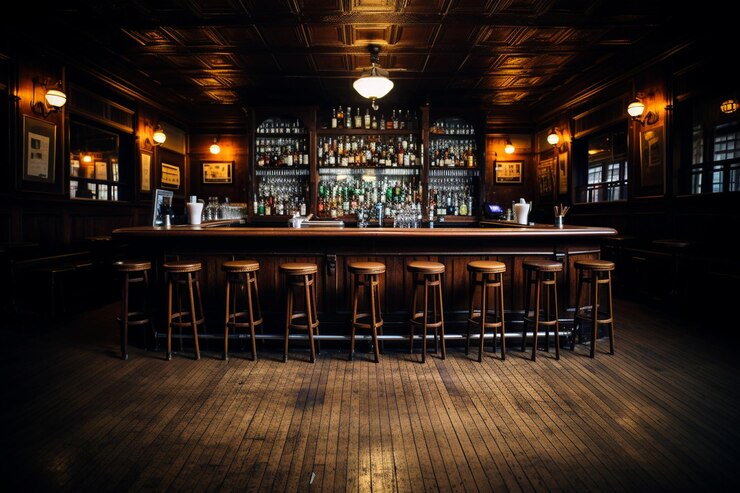Foto um clássico bar clandestino com coquetéis e ambiente da proibição.