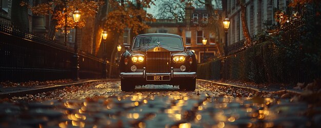 Foto um clássico rolls-royce phantom deslizando no fundo