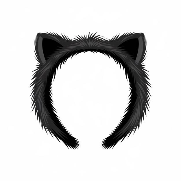 Foto um clipart de faixa de orelhas de gato preto acessório de traje de halloween estilo bonito pele preta macia isolada