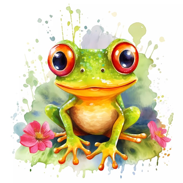 Um clipart de pintura em aquarela de um sapo