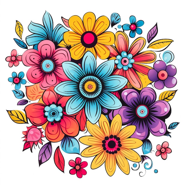 Um clipart floral com fundo branco