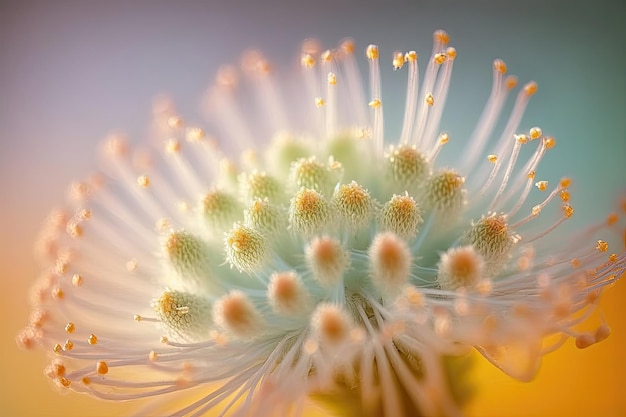 Um close cativante de um estame de flor com tons pastéis suaves e um fundo abstrato e sonhador que enfatiza sua beleza natural Gerado por IA