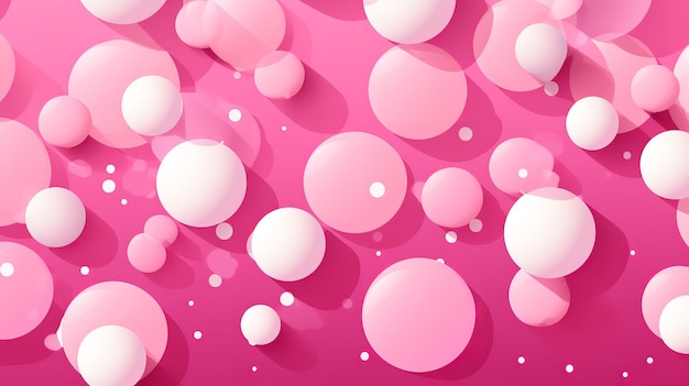 Um close de bolhas cor-de-rosa e brancas flutuando em um fundo rosa suave