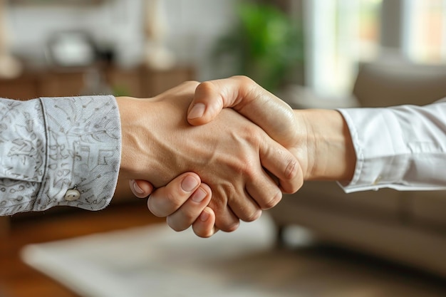 Um close de duas pessoas a apertar as mãos.