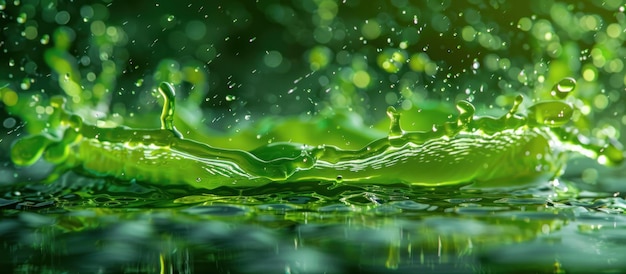 Foto um close de folha verde com gotas de água