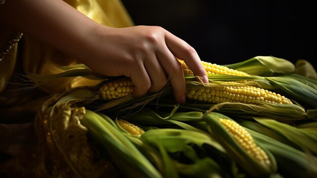 Um close de mãos segurando um lulav e etrog