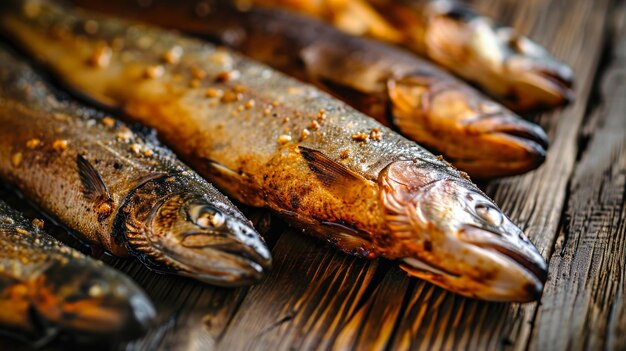 Um close de peixe na tábua de cortar