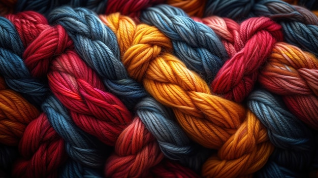 Um close de Skein de fio multicolorido