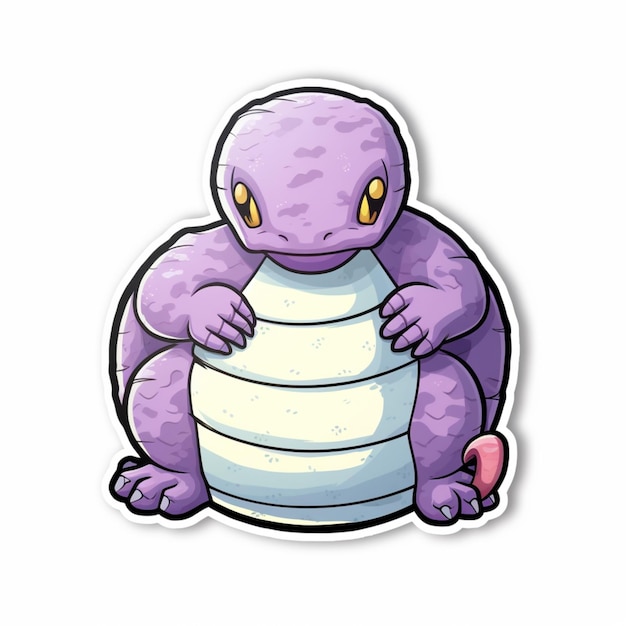 Um close de um adesivo de pokémon roxo e branco generativo ai