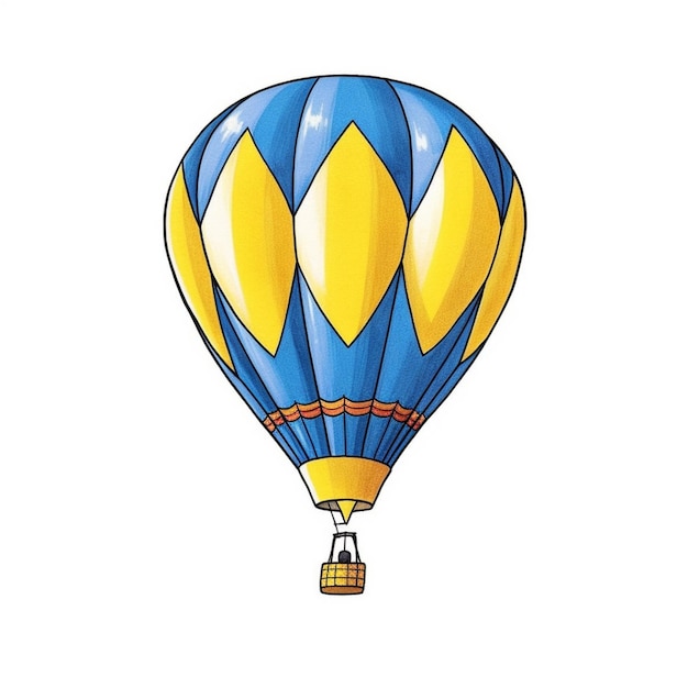 um close de um balão de ar quente com uma cesta na parte inferior gerativa ai
