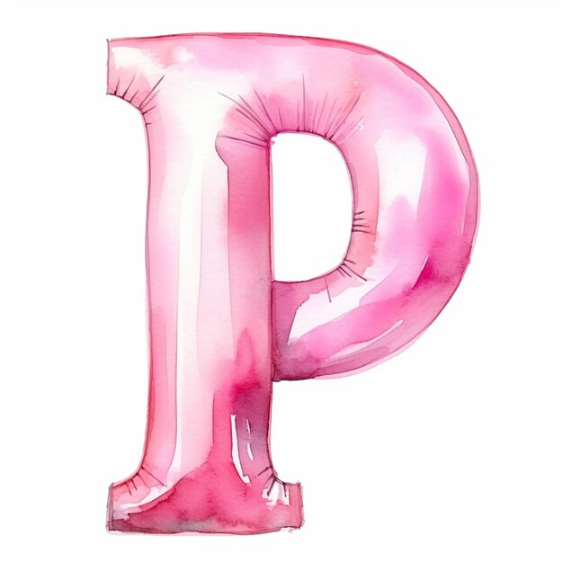 um close de um balão rosa em forma de letra p generativo ai