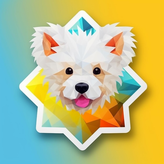 Foto um close de um cachorro com uma estrela em um fundo amarelo generativo ai