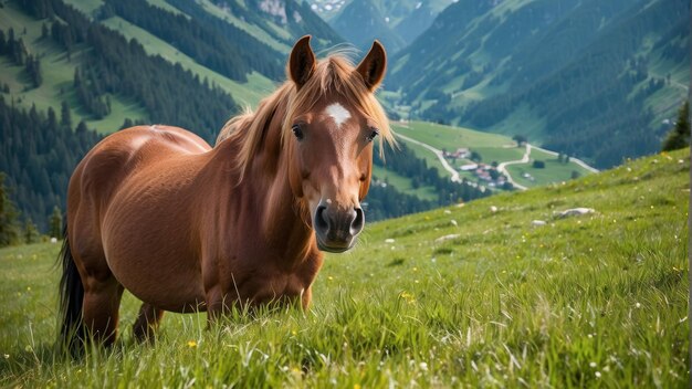 Um close de um cavalo sereno na natureza