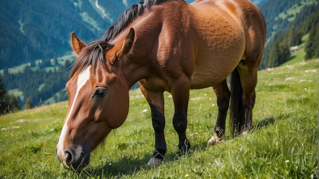 Um close de um cavalo sereno na natureza