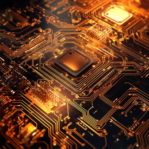 um close de um chip de computador em uma placa de circuito impresso generativa ai