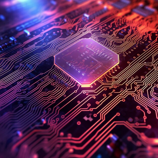 um close de um chip de computador em uma placa de circuito impresso generativa ai