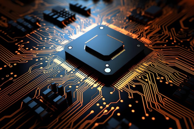 um close de um chip de computador em uma placa de circuito impresso IA generativa