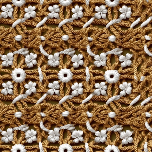 Foto um close de um cobertor de crochê com flores brancas ai generativa