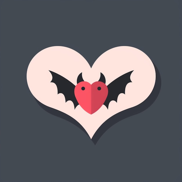 Foto um close de um coração com um morcego nele ia generativa