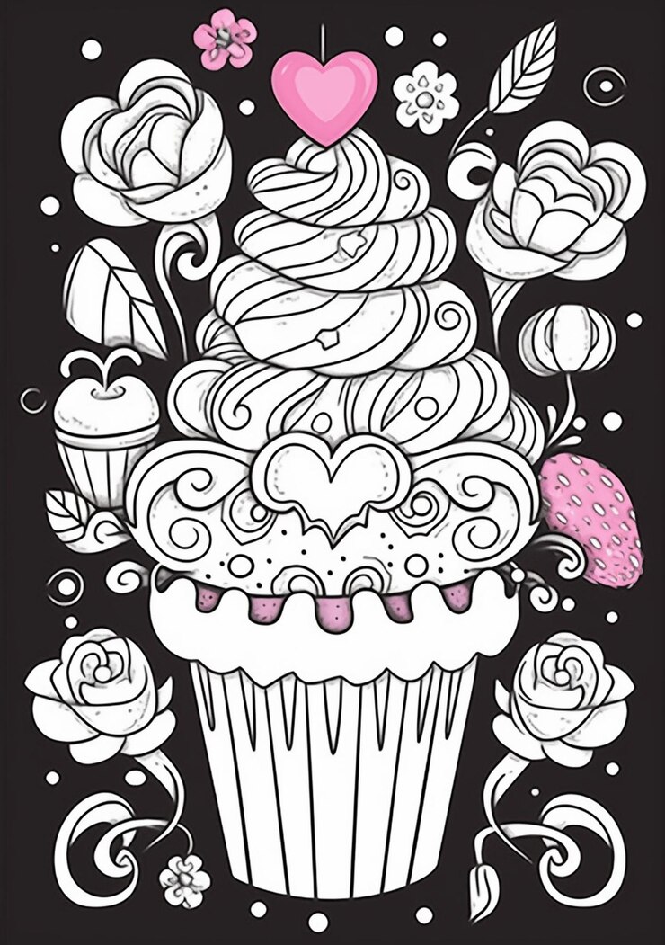 Foto um close de um cupcake com um coração em cima de ia generativa