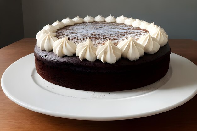 Foto um close de um delicioso bolo de chocolate