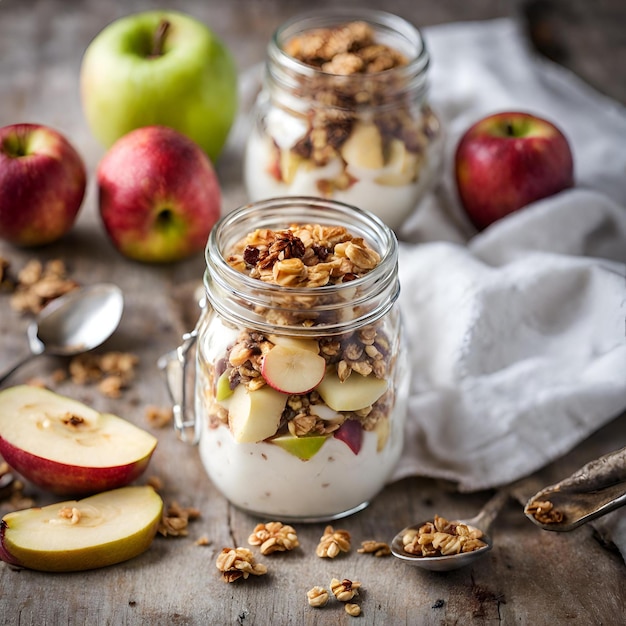 Foto um close de um delicioso pequeno-almoço de frutas