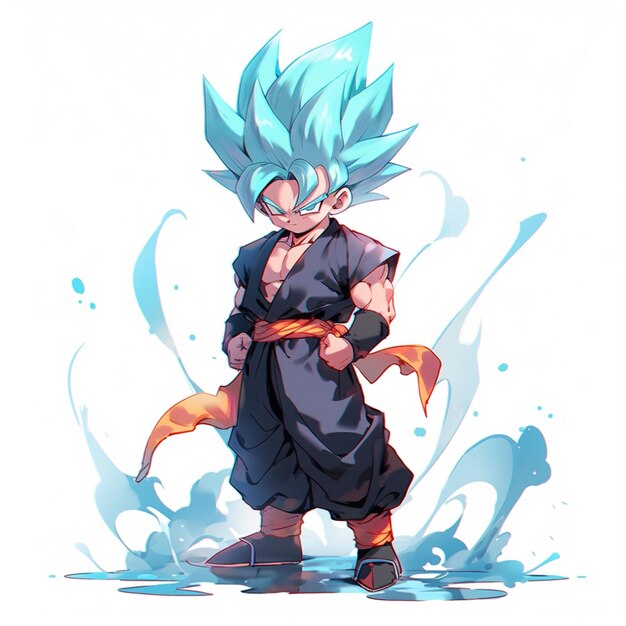 Um close de um desenho animado de um jovem goku generativo ai