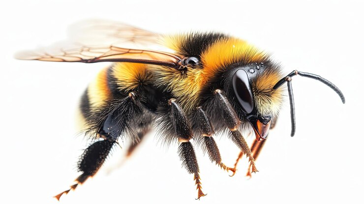 Foto um close de um fundo branco bumblebee