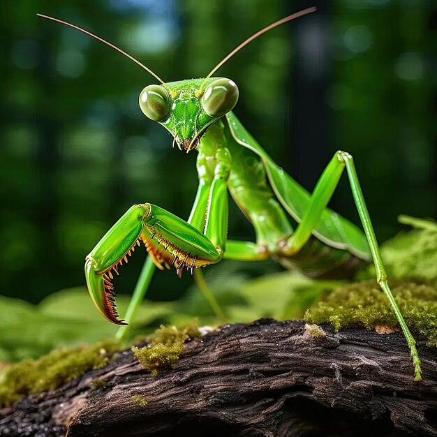 Um close de um gafanhoto em um galho de árvore