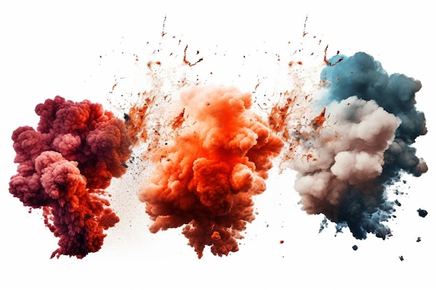 Um close de um grupo de fumaças coloridas em cores diferentes generativas ai