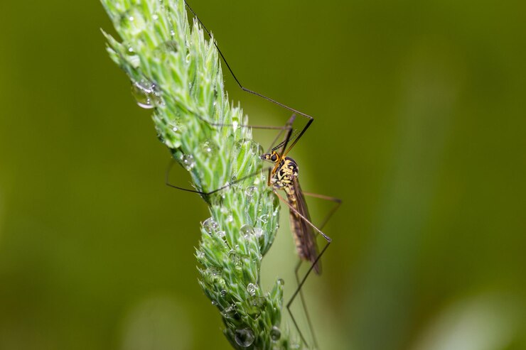 Foto um close de um inseto na teia de aranha