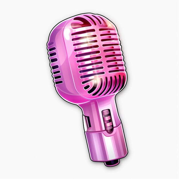 Foto um close de um microfone rosa em um fundo branco gerativo de ia