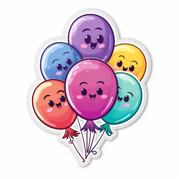 Foto um close de um monte de balões com rostos neles ia generativa