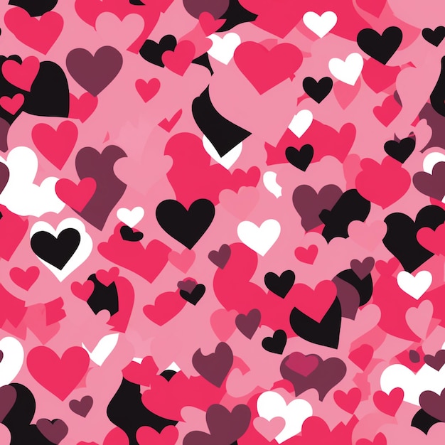 Foto um close de um monte de corações em um fundo rosa generativo ai
