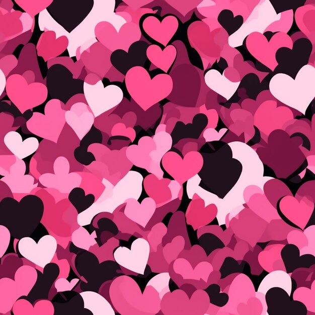 um close de um monte de corações rosa e pretos generativos ai