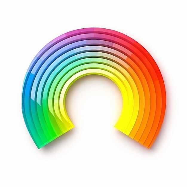 Foto um close de um objeto colorido do arco-íris em uma superfície branca generativa ai