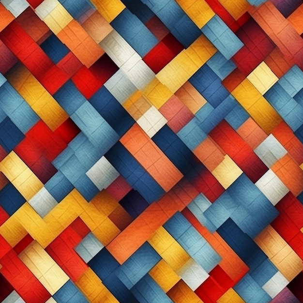 um close de um padrão colorido de quadrados de cores diferentes ai generativa