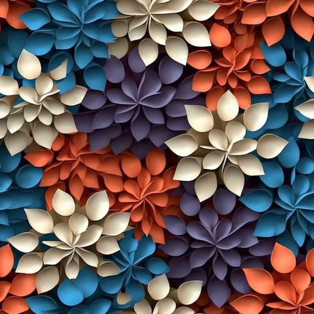 um close de um ramo de flores de papel em uma parede generativa ai