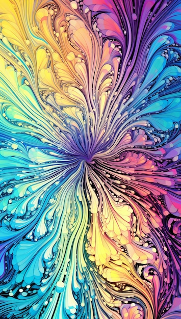 um close de um redemoinho colorido com gotas de água generativa ai