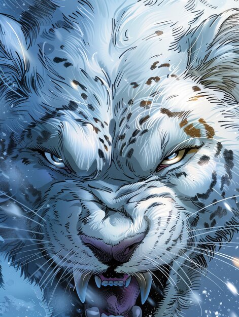 Um close de um tigre branco rugindo