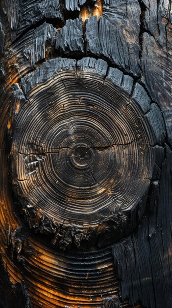 Um close de um tronco de árvore com anéis